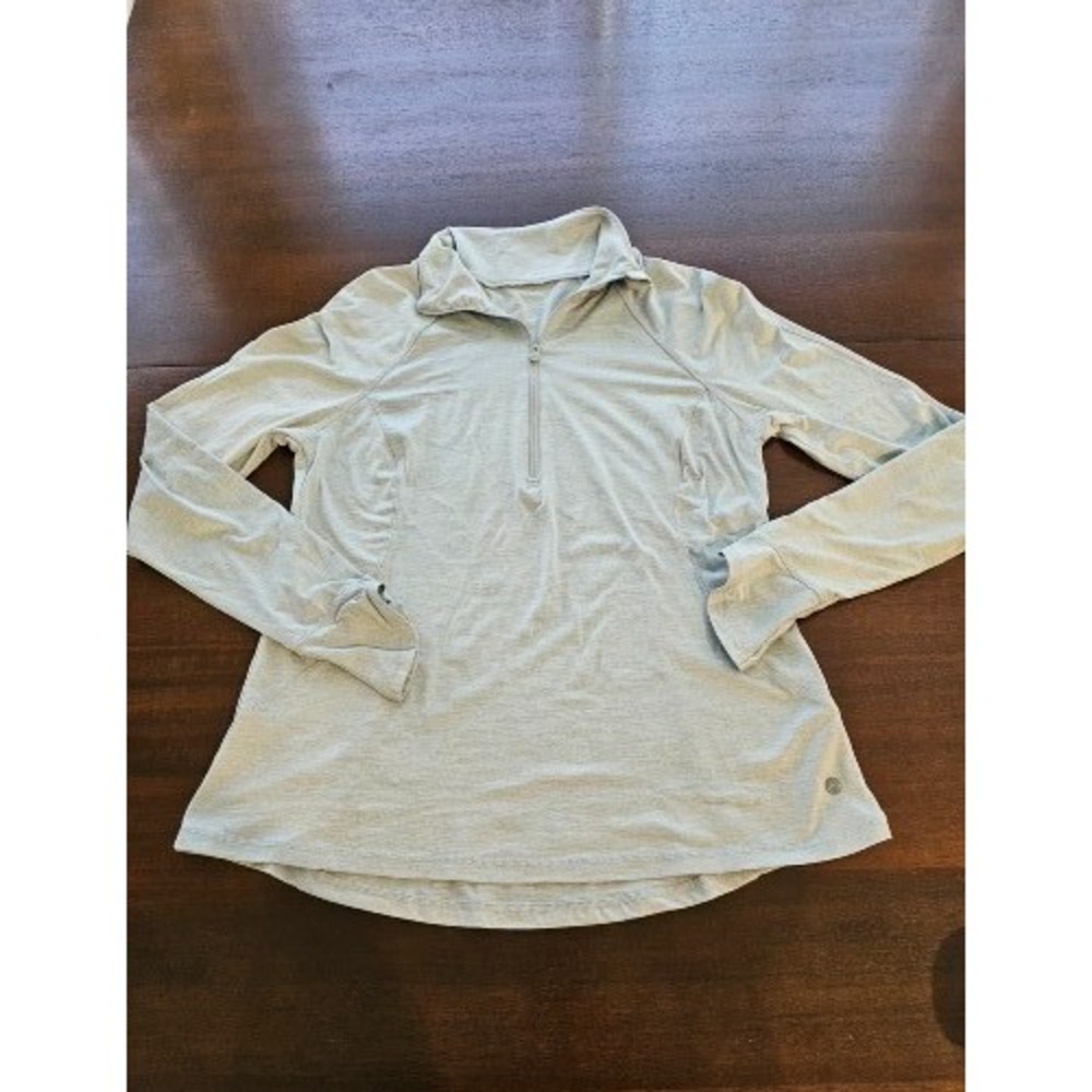 Women's APANA Long Sleeve 1/2 Zip up turtle Neck Workout Shirt‎ Teal Blue